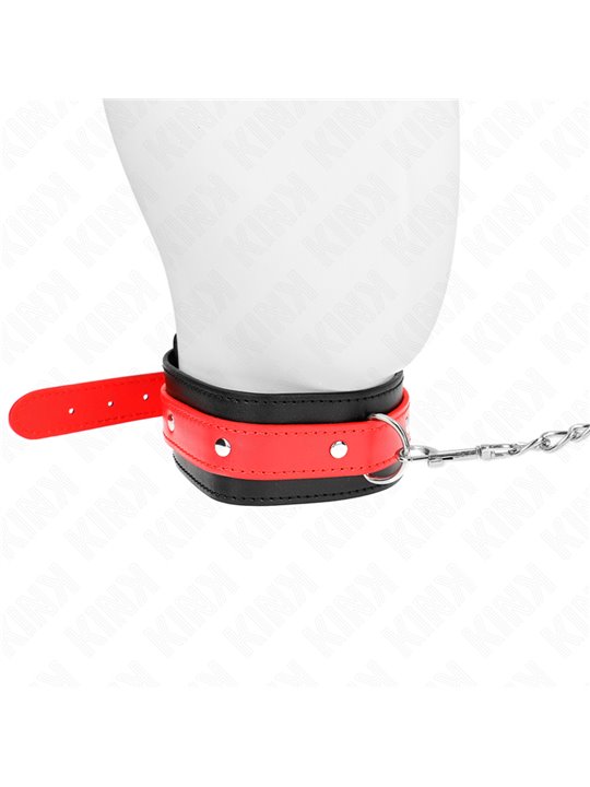 Kink - Collare 36-43x5 Cm e Guinzaglio 65 Cm in Pelle Vegana Rosso