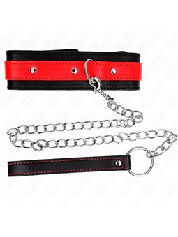 Kink - Collare 36-43x5 Cm e Guinzaglio 65 Cm in Pelle Vegana Rosso