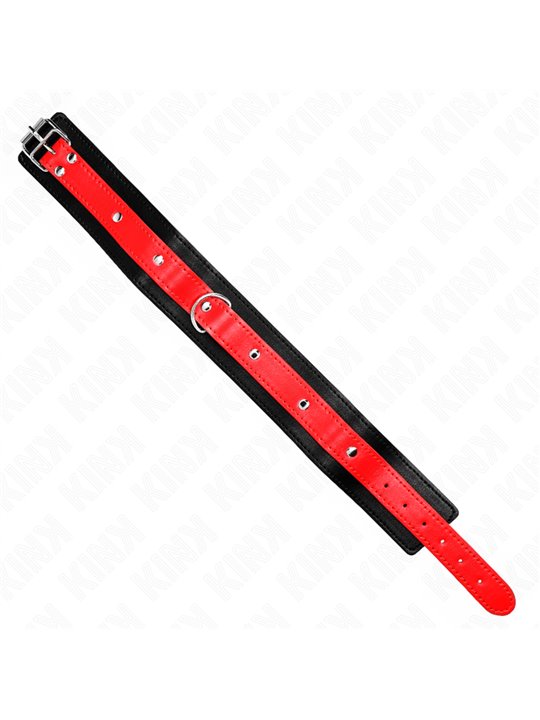 Kink - Collare 36-43x5 Cm e Guinzaglio 65 Cm in Pelle Vegana Rosso