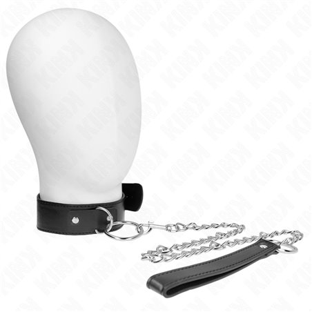 Kink - Collare in Pelle Vegana 36-43 Cm e Guinzaglio a Catena Mod. 4
