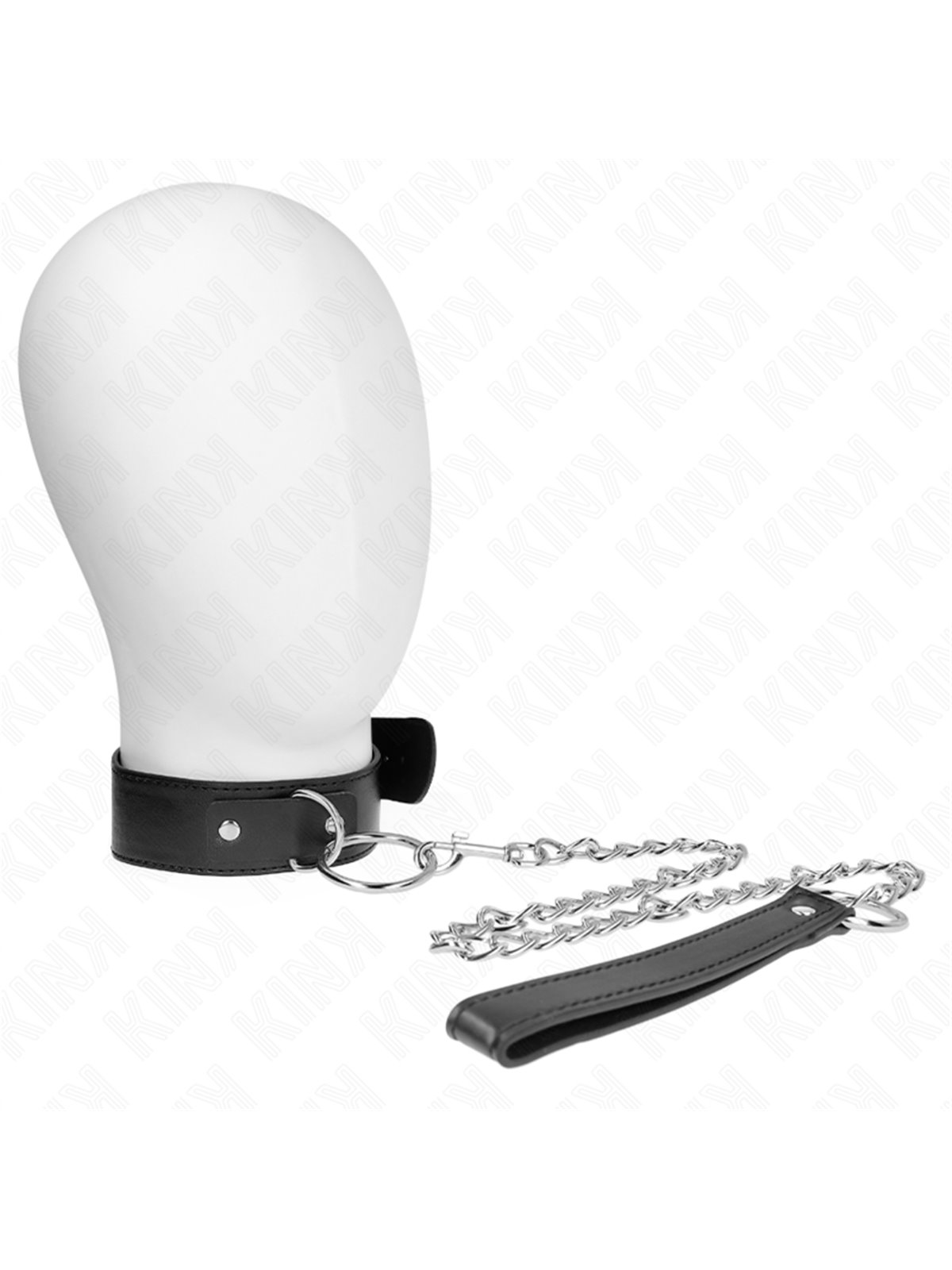 Kink - Collare in Pelle Vegana 36-43 Cm e Guinzaglio a Catena Mod. 4