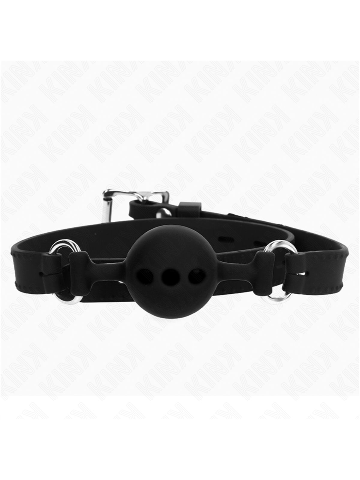 Kink - Full Silicone Gag 55 X 2 Cm With 4 Cm Ball Size S Black Adjustable 35-51 Cm