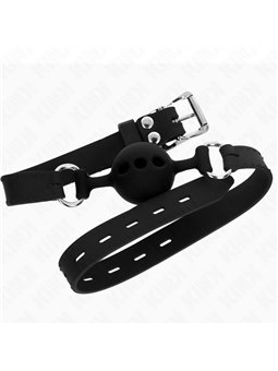 Kink - Full Silicone Gag 55 X 2 Cm With 4 Cm Ball Size S Black Adjustable 35-51 Cm