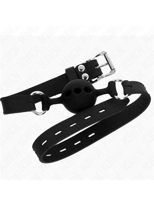 Kink - Full Silicone Gag 55 X 2 Cm With 4 Cm Ball Size S Black Adjustable 35-51 Cm
