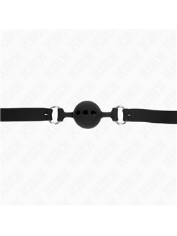 Kink - Full Silicone Gag 55 X 2 Cm With 4 Cm Ball Size S Black Adjustable 35-51 Cm
