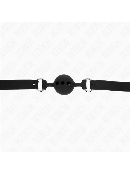 Kink - Full Silicone Gag 55 X 2 Cm With 4 Cm Ball Size S Black Adjustable 35-51 Cm