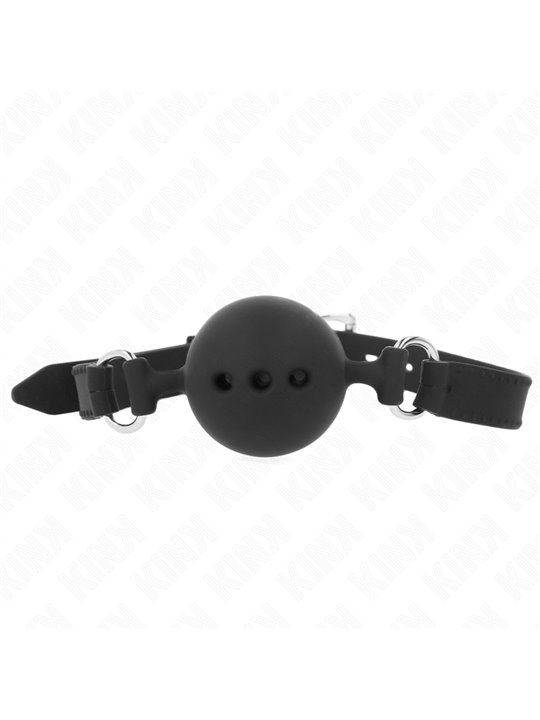 Kink - Full Silicone Gag 55 X 2 Cm With 4.5 Cm Ball Size M Black Adjustable 35-51 Cm
