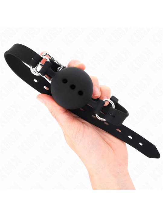 Kink - Full Silicone Gag 55 X 2 Cm With 4.5 Cm Ball Size M Black Adjustable 35-51 Cm