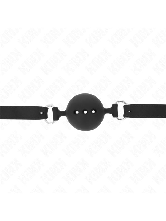 Kink - Full Silicone Gag 55 X 2 Cm With 4.5 Cm Ball Size M Black Adjustable 35-51 Cm