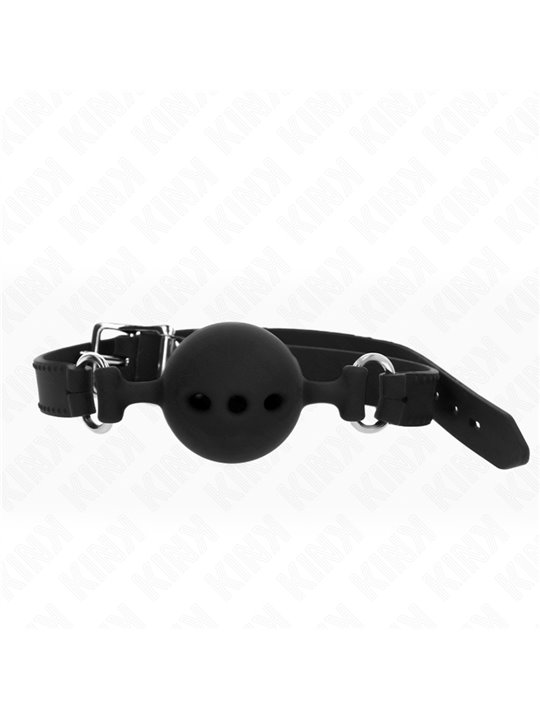 Kink - Bavaglio Nero in Silicone 55x2 Cm con Palla Nera 5 Cm Taglia L