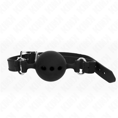 Kink - Bavaglio Nero in Silicone 55x2 Cm con Palla Nera 5 Cm Taglia L