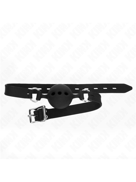 Kink - Bavaglio Nero in Silicone 55x2 Cm con Palla Nera 5 Cm Taglia L