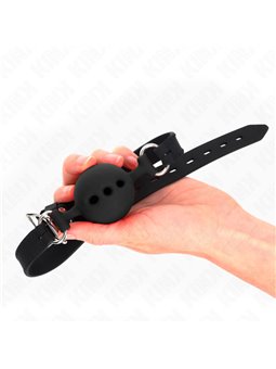 Kink - Bavaglio Nero in Silicone 55x2 Cm con Palla Nera 5 Cm Taglia L