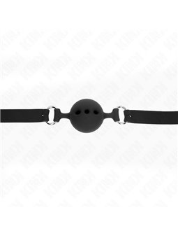 Kink - Bavaglio Nero in Silicone 55x2 Cm con Palla Nera 5 Cm Taglia L