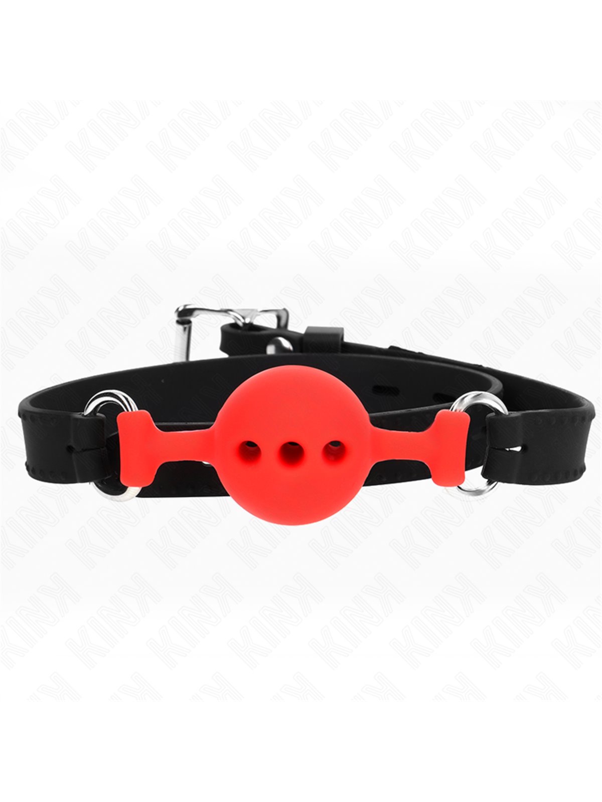 Kink - Bavaglio Nero in Silicone 55x2 Cm con Palla Rossa 4 Cm Taglia S