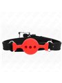 Kink - Bavaglio Nero in Silicone 55x2 Cm con Palla Rossa 4 Cm Taglia S
