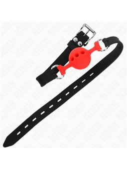 Kink - Bavaglio Nero in Silicone 55x2 Cm con Palla Rossa 4 Cm Taglia S