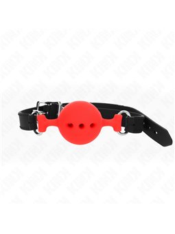 Kink - Bavaglio Nero in Silicone 55x2 Cm con Palla Rossa 4,5 Cm Taglia M
