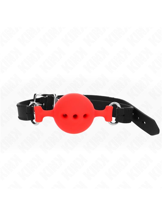 Kink - Bavaglio Nero in Silicone 55x2 Cm con Palla Rossa 4,5 Cm Taglia M