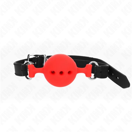 Kink - Bavaglio Nero in Silicone 55x2 Cm con Palla Rossa 4,5 Cm Taglia M