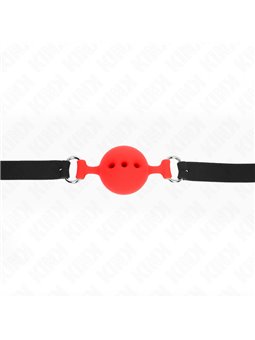 Kink - Bavaglio Nero in Silicone 55x2 Cm con Palla Rossa 4,5 Cm Taglia M