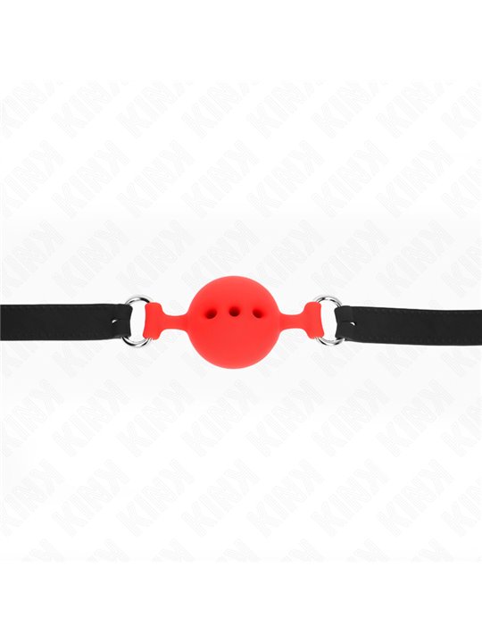 Kink - Bavaglio Nero in Silicone 55x2 Cm con Palla Rossa 4,5 Cm Taglia M