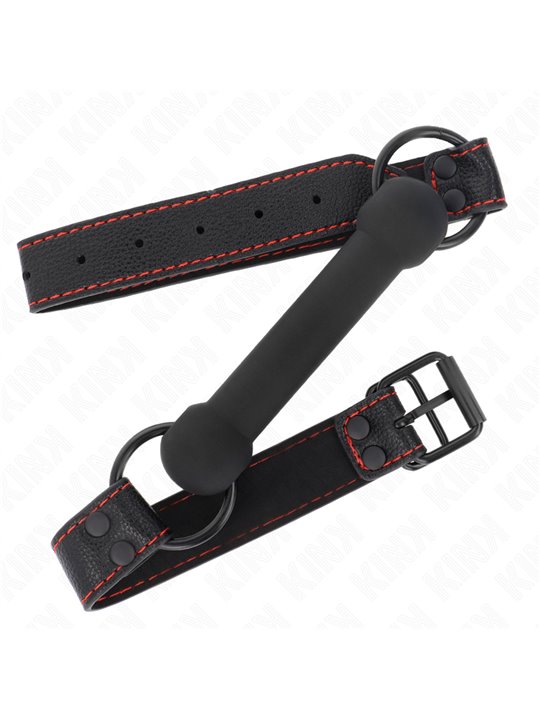 Kink - Bone Gag With Leatherette Strap Black Adjustable 41-57 Cm
