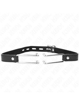 Kink - Bavaglio in Pelle Vegana e Ganci in Acciaio Regolabile 39-58x2 Cm