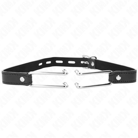 Kink - Bavaglio in Pelle Vegana e Ganci in Acciaio Regolabile 39-58x2 Cm