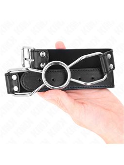 Kink - Bavaglio in Pelle Vegana Nera con Bocca di Ragno 3 Cm Taglia S