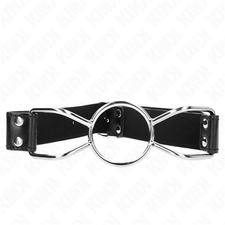 Kink - Bavaglio in Pelle Vegana Nera con Bocca di Ragno 5 Cm Taglia L