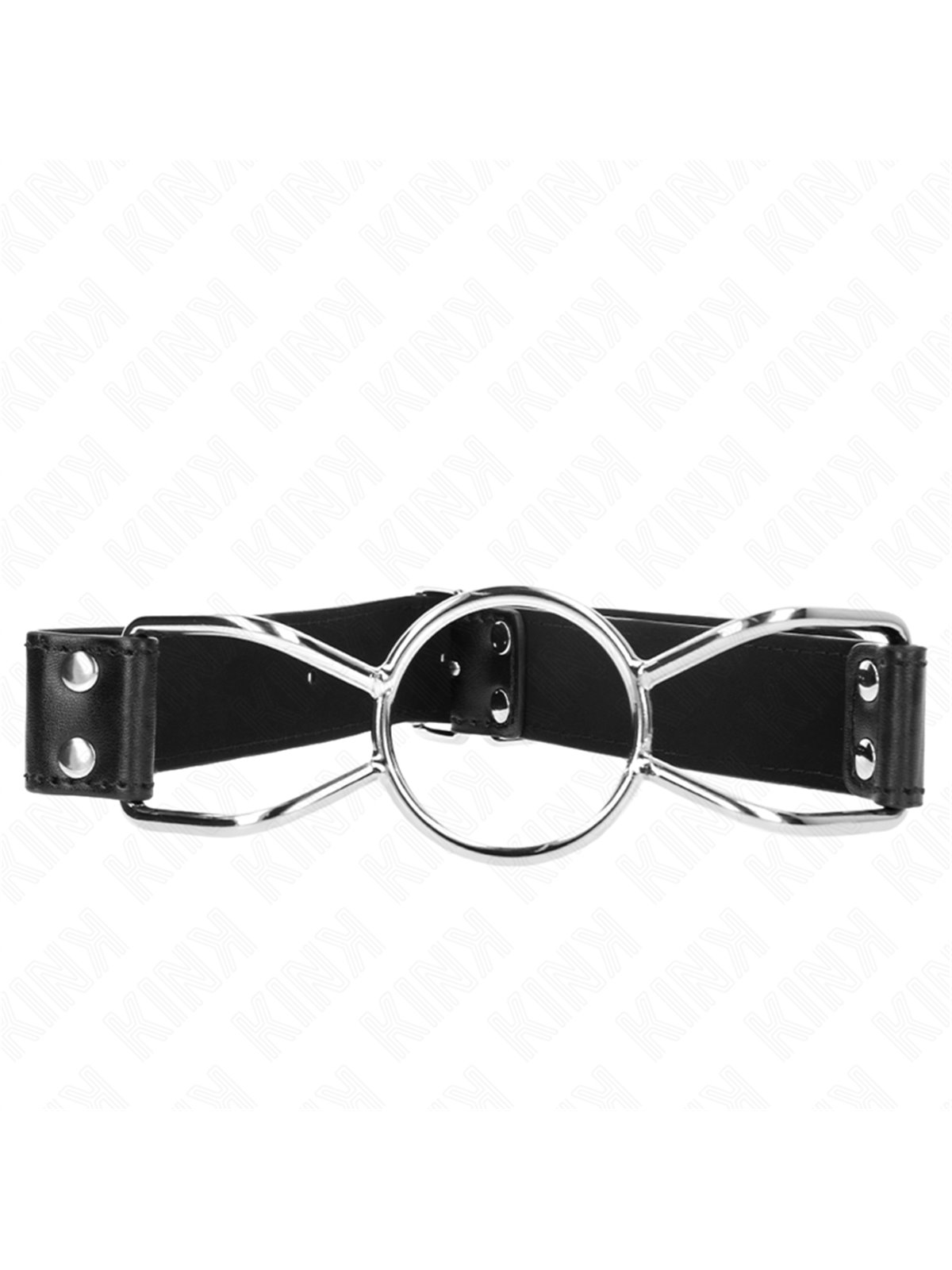 Kink - Bavaglio in Pelle Vegana Nera con Bocca di Ragno 5 Cm Taglia L