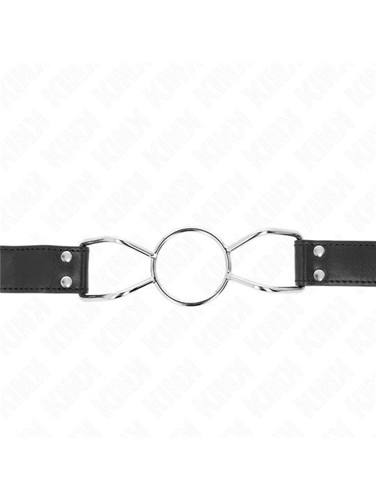 Kink - Bavaglio in Pelle Vegana Nera con Bocca di Ragno 5 Cm Taglia L