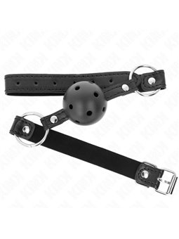Kink - Bavaglio 63,5x2 Cm con Palla Traspirante Nera 4,5 Cm Mod. 1