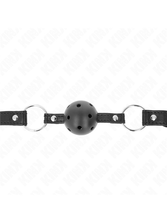 Kink - Bavaglio 63,5x2 Cm con Palla Traspirante Nera 4,5 Cm Mod. 1