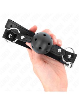 Kink - Bavaglio 63,5x2 Cm con Palla Traspirante Nera 4,5 Cm Mod. 1