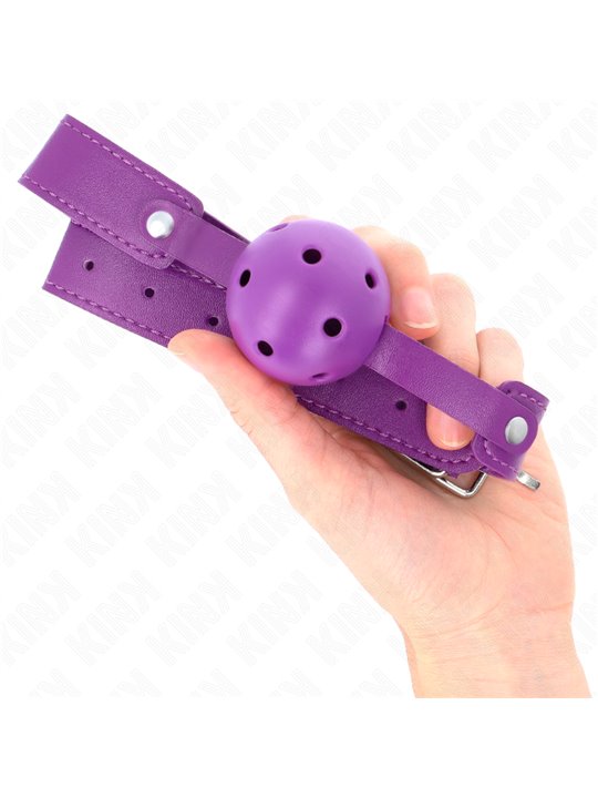 Kink - Bavaglio 65x2,5 Cm con Palla Traspirante Viola 4,5 Cm