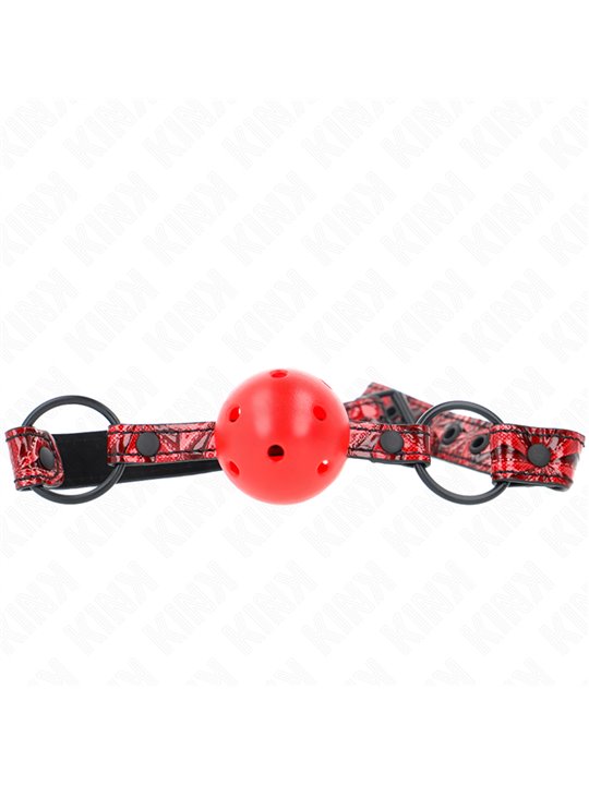 Kink - Bavaglio Rosso Fantasia Diamanti con Palla Traspirante Rossa 4,5 Cm
