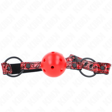 Kink - Bavaglio Rosso Fantasia Diamanti con Palla Traspirante Rossa 4,5 Cm