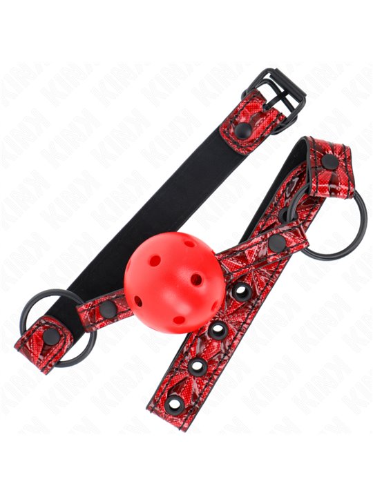 Kink - Bavaglio Rosso Fantasia Diamanti con Palla Traspirante Rossa 4,5 Cm