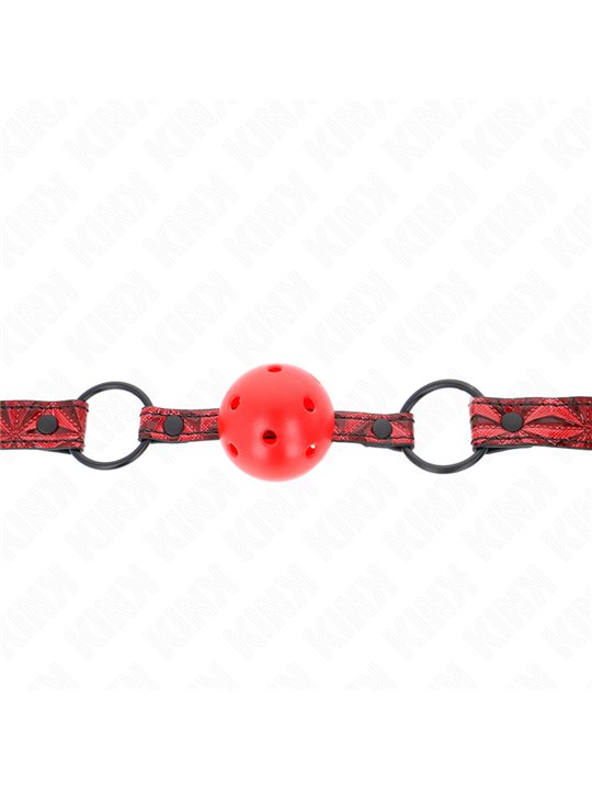 Kink - Bavaglio Rosso Fantasia Diamanti con Palla Traspirante Rossa 4,5 Cm