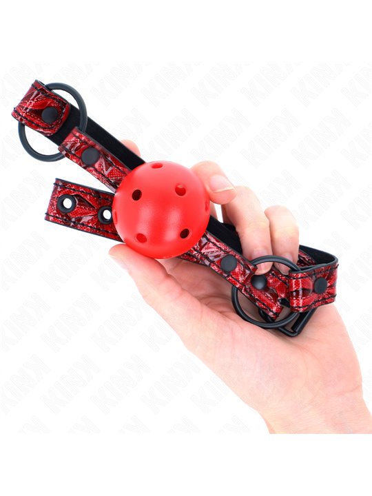Kink - Bavaglio Rosso Fantasia Diamanti con Palla Traspirante Rossa 4,5 Cm