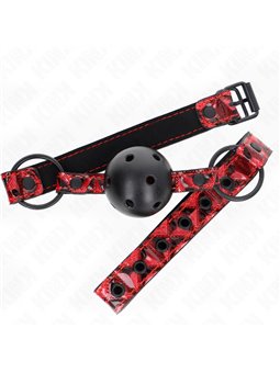 Kink - Bavaglio Rosso Fantasia Diamanti con Palla Traspirante Nera 4,5 Cm
