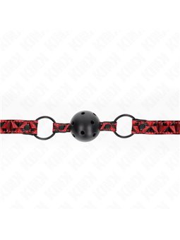 Kink - Bavaglio Rosso Fantasia Diamanti con Palla Traspirante Nera 4,5 Cm
