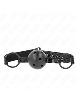 Kink - Bavaglio Nero Fantasia Diamanti con Palla Traspirante Nera 4,5 Cm