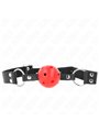 Kink - Bavaglio Nero con Palla Traspirante 4 Cm Rossa con Doppio Rivetto