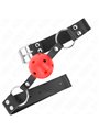 Kink - Bavaglio Nero con Palla Traspirante 4 Cm Rossa con Doppio Rivetto