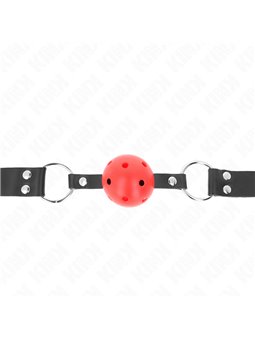 Kink - Bavaglio Nero con Palla Traspirante 4 Cm Rossa con Doppio Rivetto