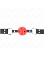 Kink - Bavaglio Nero con Palla Traspirante 4 Cm Rossa con Doppio Rivetto