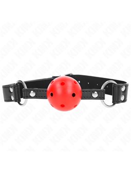 Kink - Bavaglio Nero 62,5x2,5 Cm con Palla Traspirante Rossa 4 Cm
